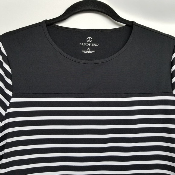 Land's End Black White Stripe Lonsleeve Medium - Picture 2 of 6